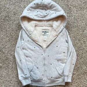 OshKosh B'gosh Grey Fleece Hoodie with gold dots size 6